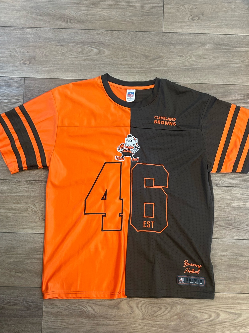 Cleveland Browns Split Color Brownie Elf Football Jersey NFL Size Large